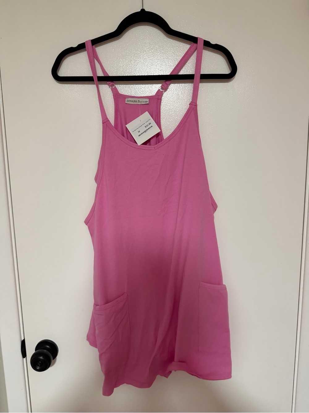 Zenana Outfitters Hot Pink Sleeveless Pocket Tank Dress